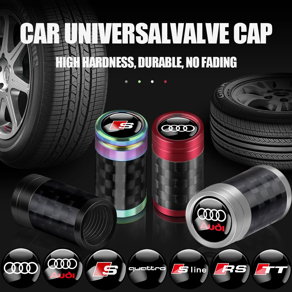 Углеродное волокно автомобильный Стайлинг колпачки стержня клапана для Audi S quattro