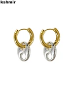 kshmir 2022 new asymmetrical matching earrings gold metal stainless steel female male earrings accessories jewelry gifts