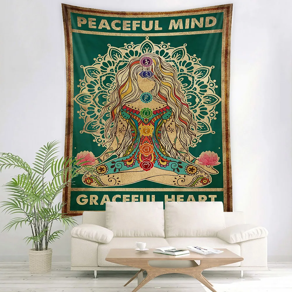 

Yoga Women Buddha Wall Hanging Tapestry Art Deco Blanket Curtain Hanging at Home Bedroom Living Room Decor