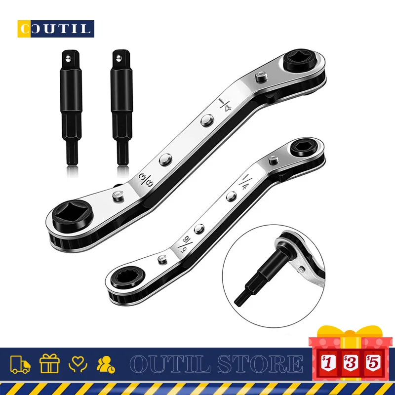 

Ratchet wrench 1/4-3/8 4pc set car square wrench magic hexagon universal drill spanner bicycle household hand tool spanners