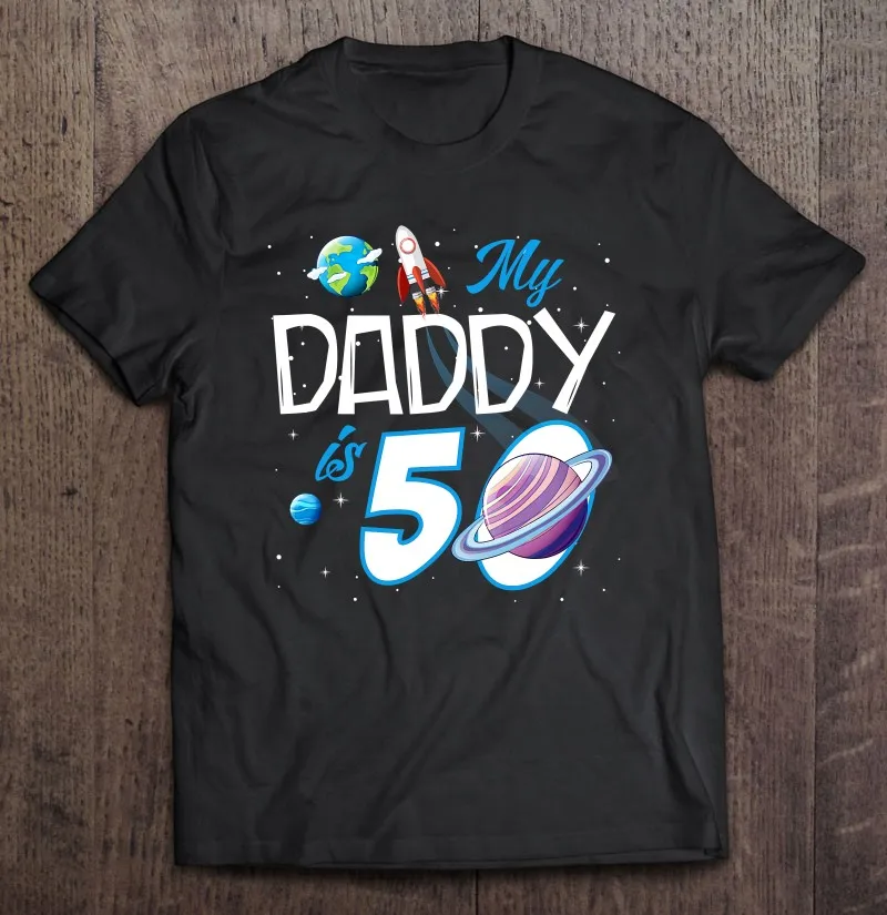 

Забавная Мужская футболка оверсайз с принтом «Мой папа 50 лет»