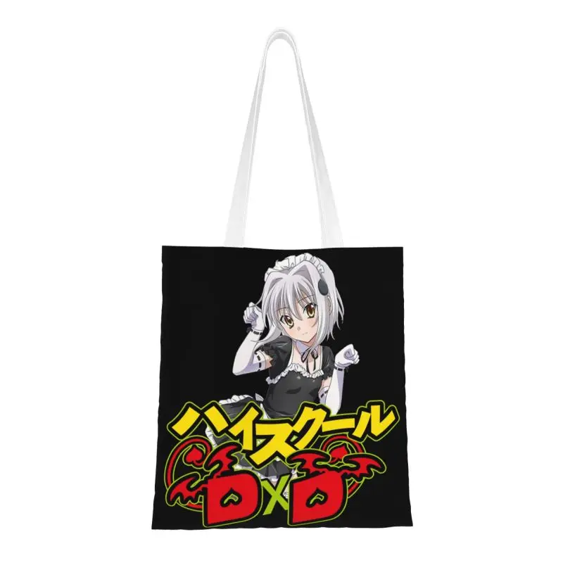 

Многоразовая сумка для покупок Koneko в японском стиле аниме DxD, Женская Холщовая Сумка-тоут через плечо, прочные сумки для покупок для продукт...