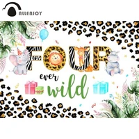 allenjoy four ever 4th birthday wild theme party background baby shower animals jungle leaves leopard decor photozone backdrop