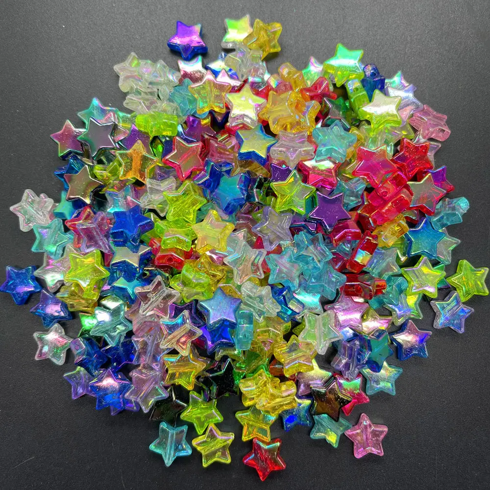 

100pcs 11x4mm Mixed Color Acrylic Star Beads loose Beads For Children's Gift Jewelry Making Bracelet Accessories DIY Supplies
