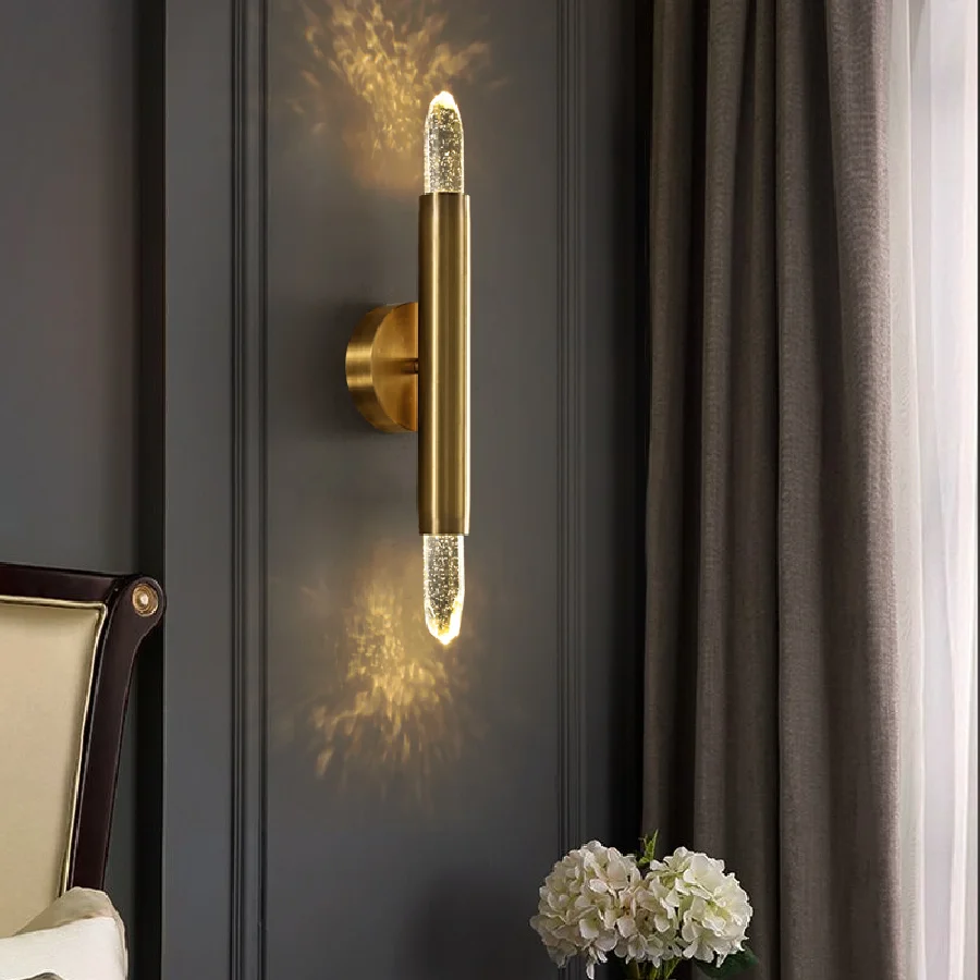 

Modern Gold Copper Wall Lamp Indoor LED Decorative Crystal Aisle Light Corridor Ceiling Light Living Room Bedroom Cloakroom Lamp