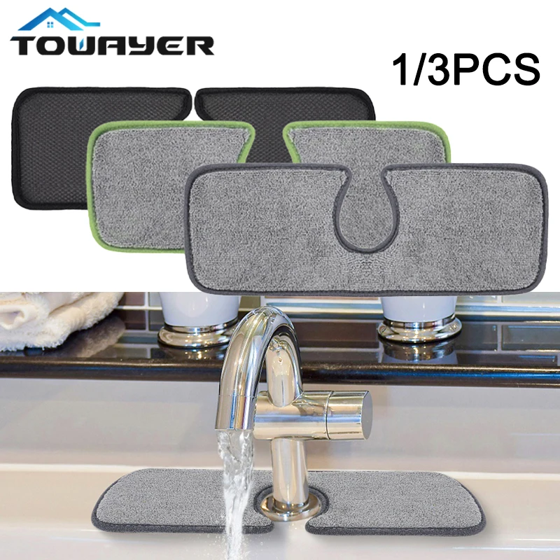 

Faucet Absorbent Pad Sink Splash Cover Microfiber Faucet Wrap-around Splash Panel Kitchen Bathroom Countertop Sink Waterproof