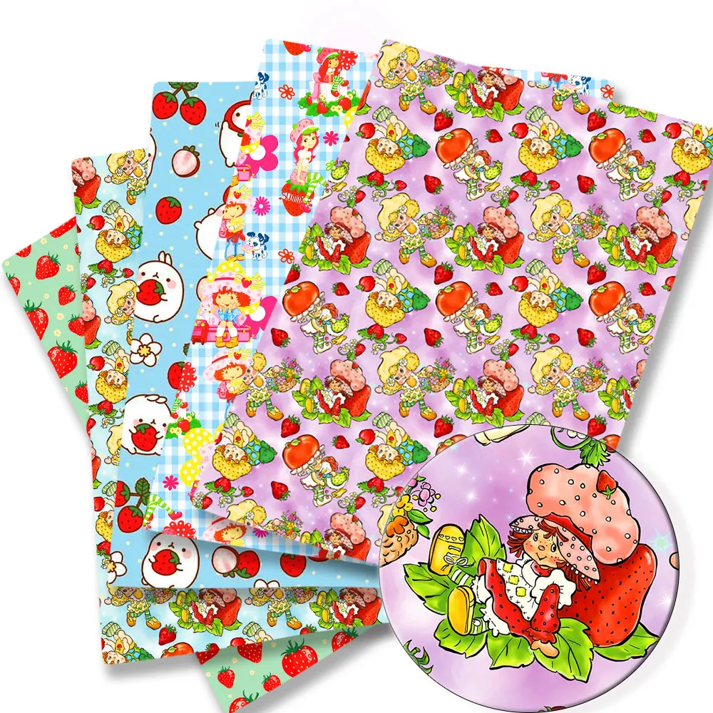 

Cartoon Fabric Strawberry girl 140*50cm Handmade Sewing Patchwork Quilting Baby Dress Home Sheet Printed Fabric Fabric