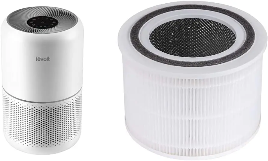 

Air Purifier for Home Allergies Pets Hair Smokers in Bedroom, White & Core 300 Air Purifier Replacement Filter, 3-in-1 Pre-F