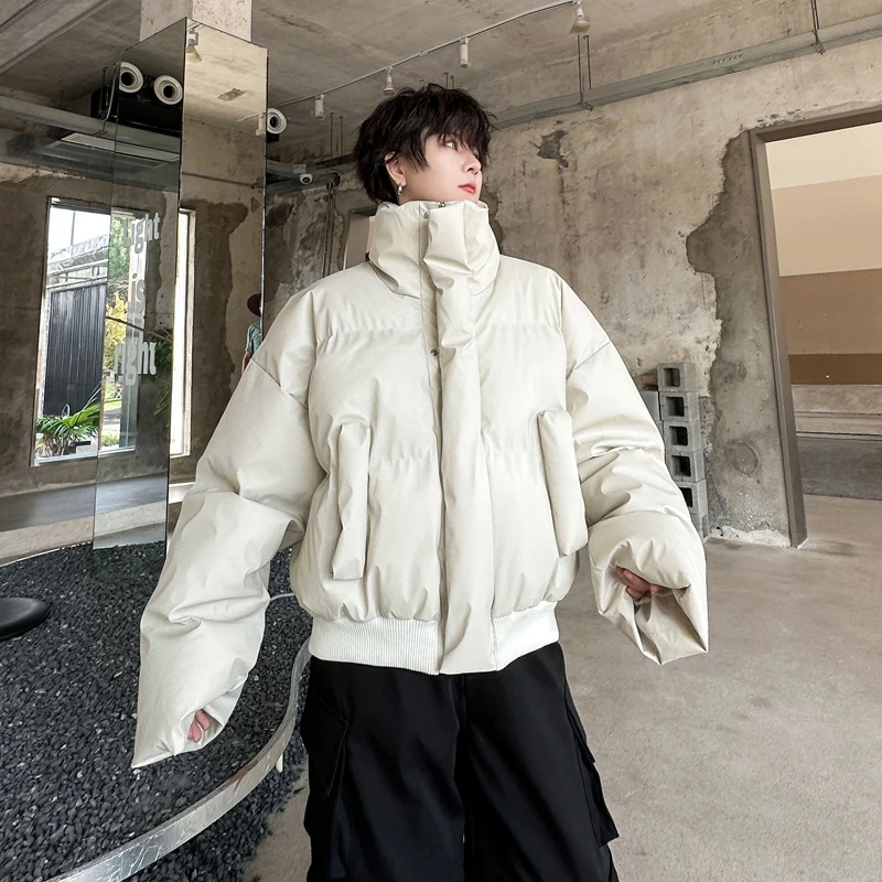 PFNW 2024 зимняя однотонная мужская хлопковая куртка с воротником-стойкой из плотной