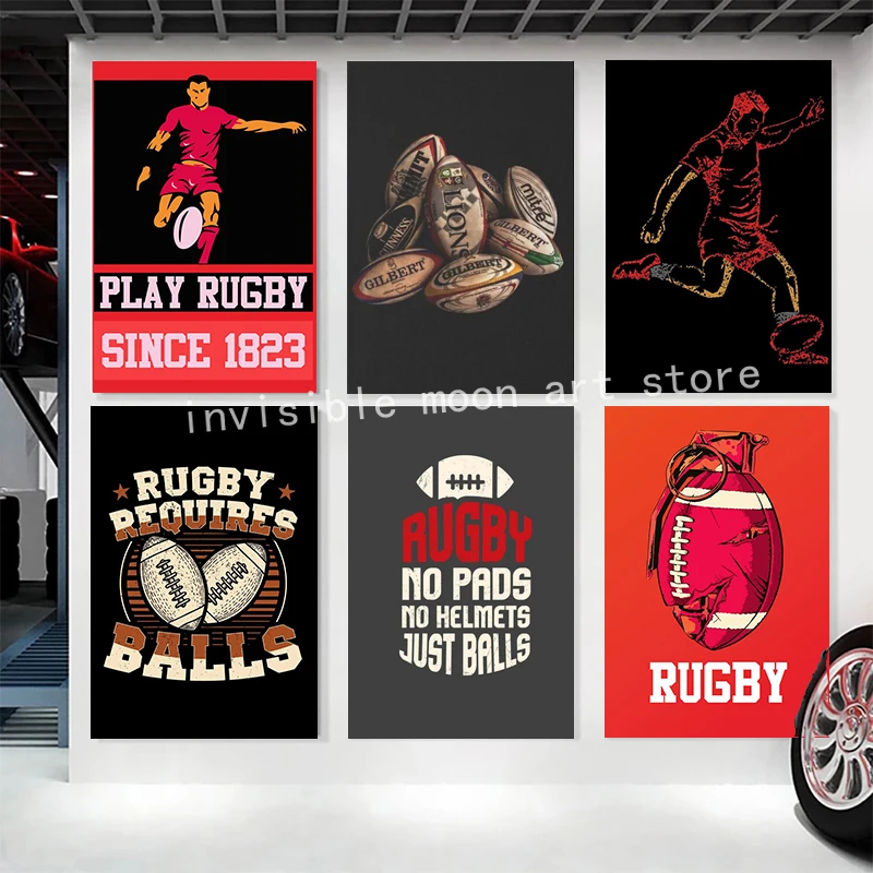 

Modern Pop Sport Rugby Poster Rugby Michelangelo Inspirational Signs Canvas Painting Wall Prints Picture for Gym Home Room Decor