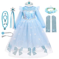 2022 disney frozen 2 costume for girls princess elsa dress white ball gown birthday kids snow queen cosplay carnival clothing