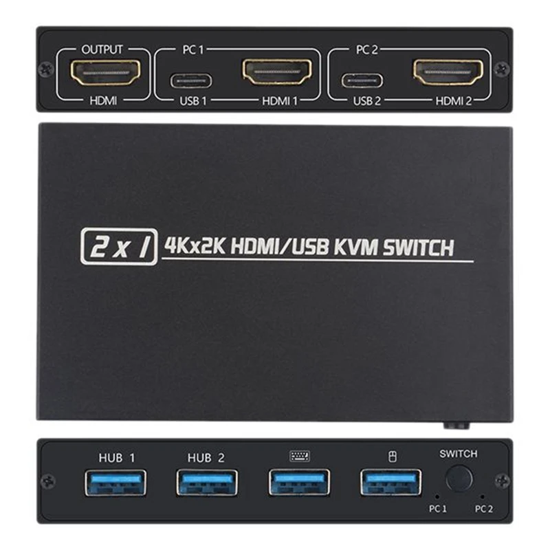 HDMI-совместимый сплиттер 4K переключатель KVM USB 2 0 в 1 для ТВ-приставки монитор