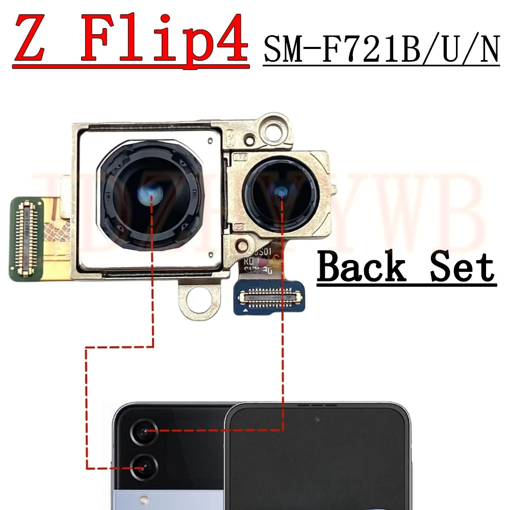 Фото Модуль передней и задней камеры для Samsung Z Flip4 Flip 4 F721B F721U F721N, гибкий кабель для фронтальной селфи-камеры и основной задней камеры №3