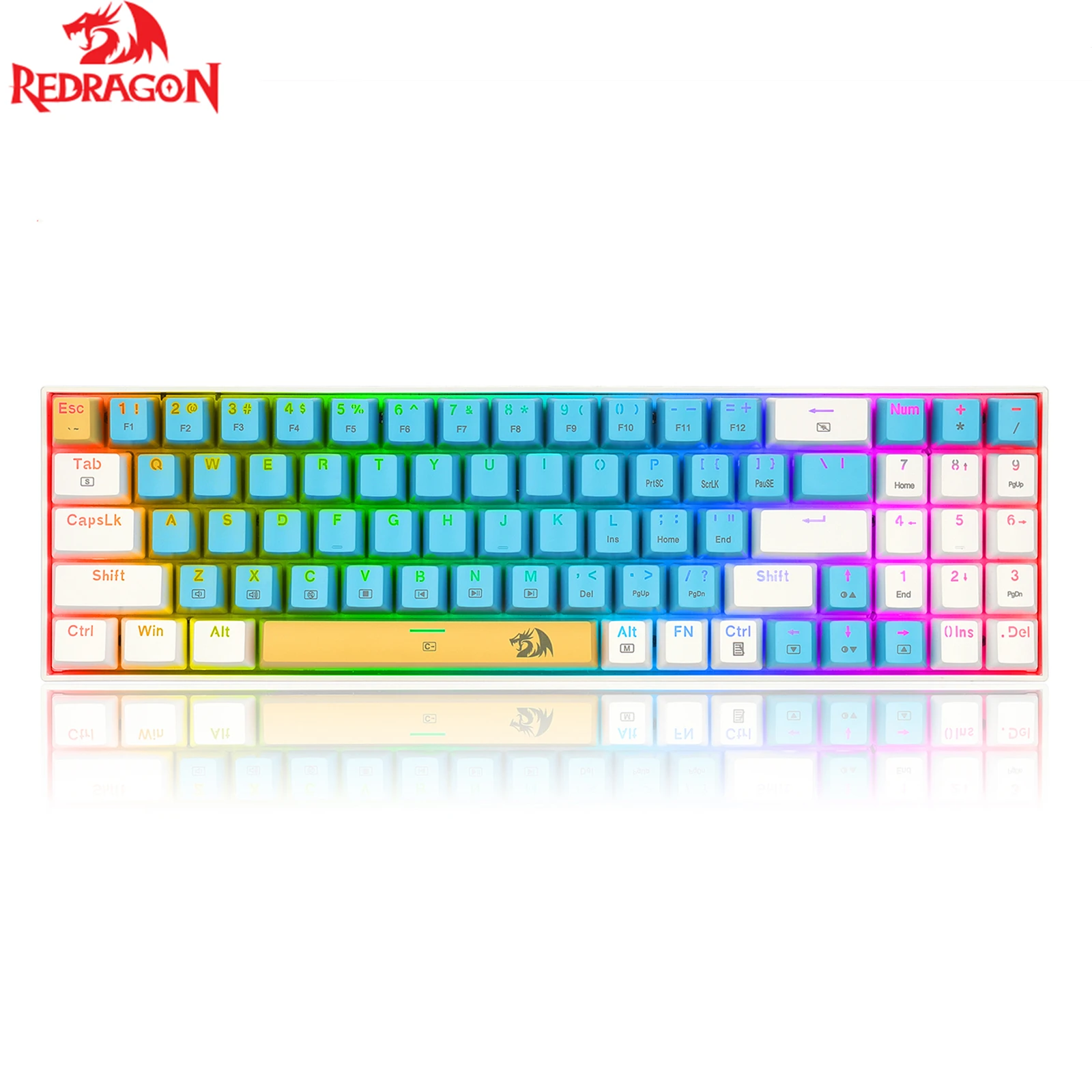 Redragon k688 Mechanical Keyboard Red Blue Switch RGB Lighting with 78 Keys PBT Keycaps for PC Tablet Desktop Gamer