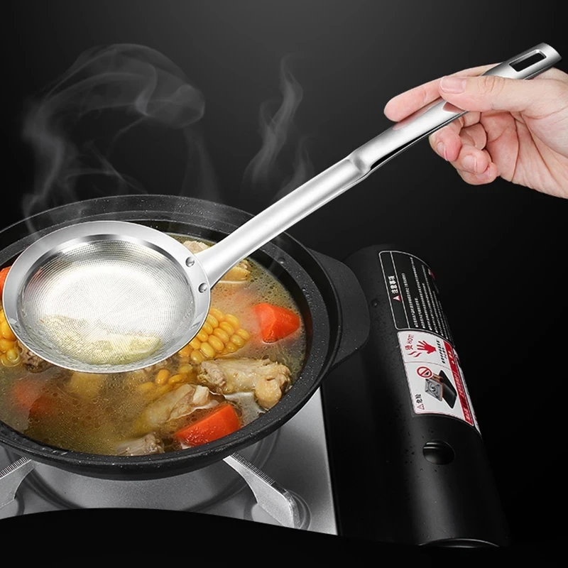 

Japanese Hot Pot Filter Soup Skimmer Spoon Mesh Percolator Strainer Fat Oil Skim Grease Foam Stainless Steel Oil Colander Spoon