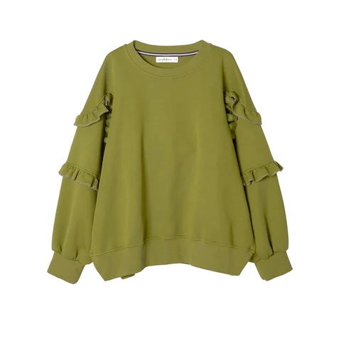 imakokoni 2025 осенний оливково-зеленый кружевной свитшот