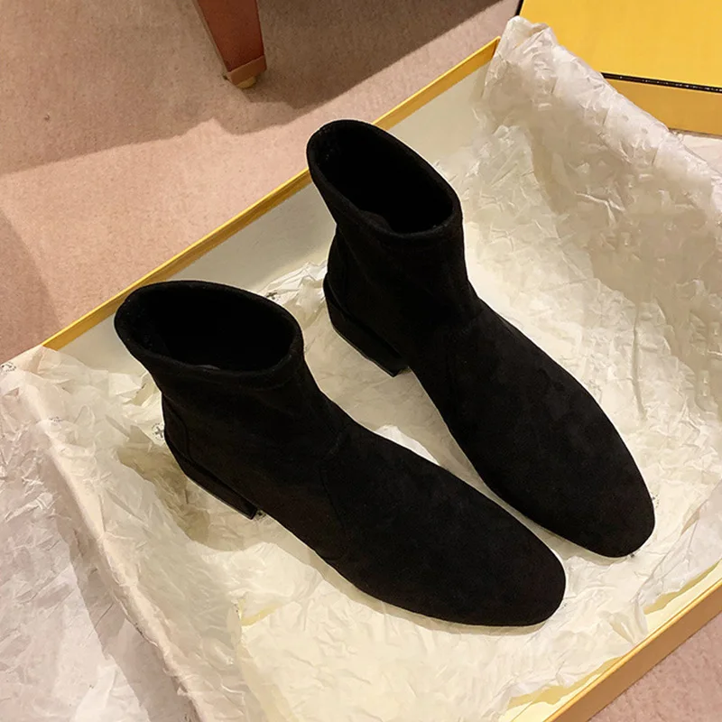 

Shoes White Mid-Calf Boots Winter Footwear Round Toe Luxury Designer Low Mid Calf Rubber 2023 Med Stockings Ladies Leather