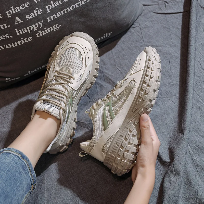 

Daddy Shoes 2023 Spring New Women's Thick-soled Sports Shoes Flying Woven Breathable Heightened Casual Women Shoe