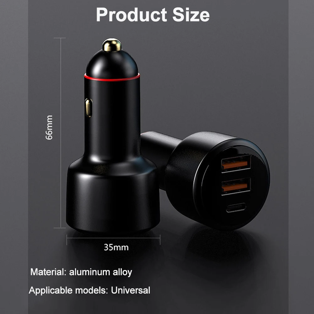 USB Car Charger 200W 125W Super Fast Charger 100W 65W PD Type-C Quick Charge3.0  For HUAWEI OPPO VOOC IPhone Xiaomi Mobile Phone