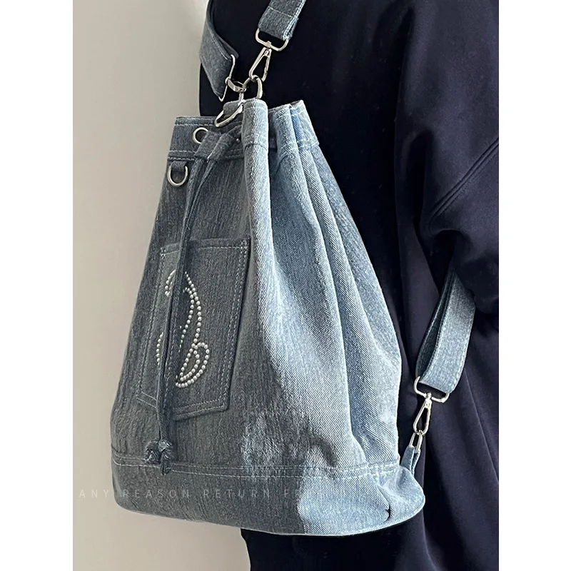 

Bag Women 2023 New Fashion Backpack Denim Bucket Bag Casual Versatile School Bag Shoulder Bag Handbag Women
