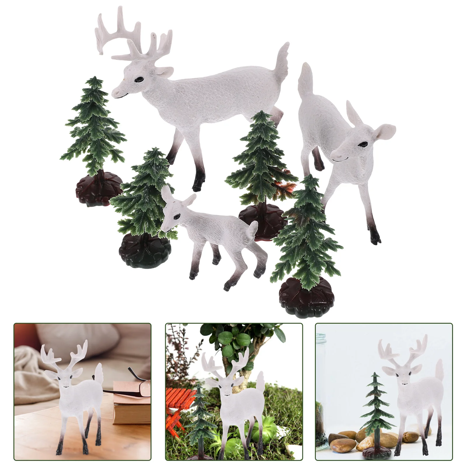 

1 Set of Miniature Model Trees DIY Landscape Miniature Deer Models Sand Table Decors