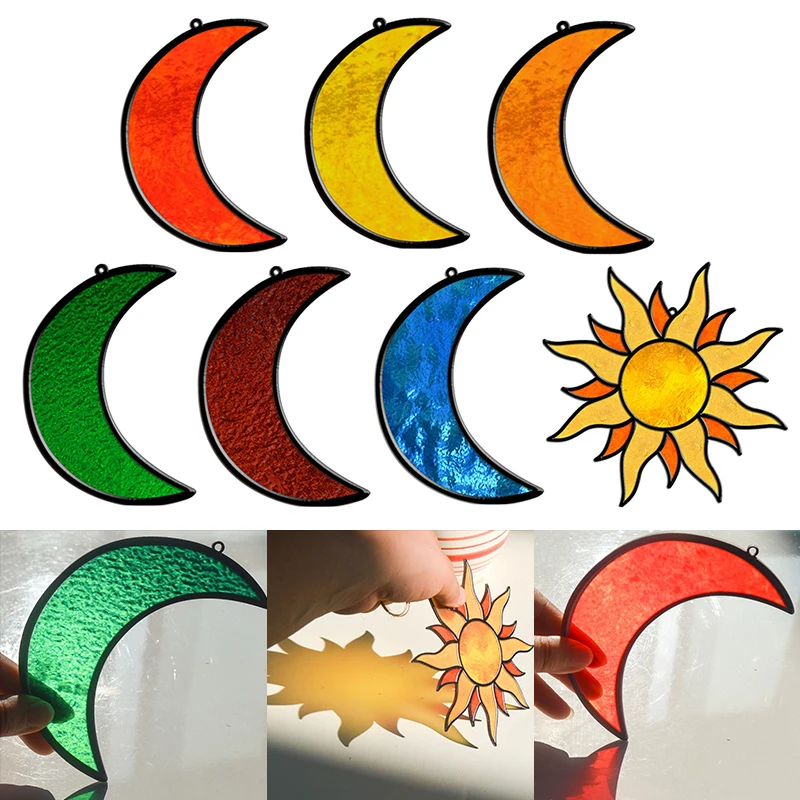 

Acrylic Light Catcher Sun Light Chaser Window Panel Ornaments Crescent Garden Hanging Pendant Curtain Patio Home Decor Gifts