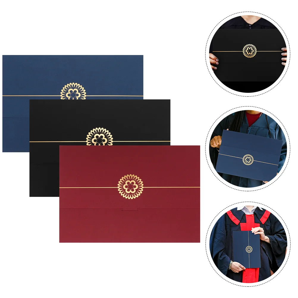 

3Pcs Safe Paper Graduation Diploma Cover A4 Certificate Covers Certificate Covers for Office Friends Home Protection