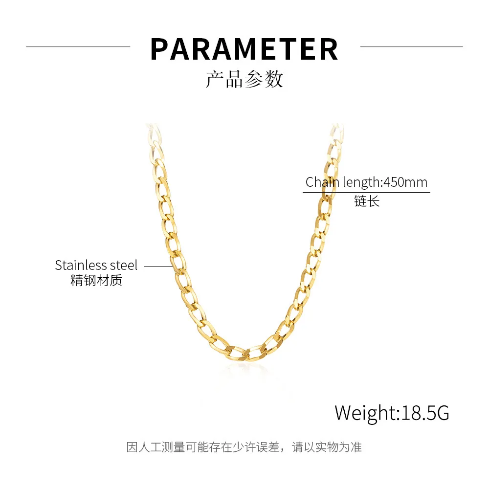Dropshipping Jewelry Ins Titanium Steel Thick Chain Clavicle  Gold Stainless  Necklace