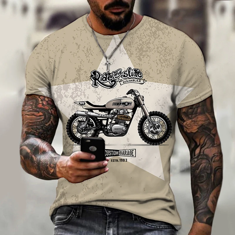 

Men's T-Shirt Retro Motorcycle Hip Hop Summer Short Sleeve O-Neck Sportswear New Fashion Hot 3D Printed Sportswear