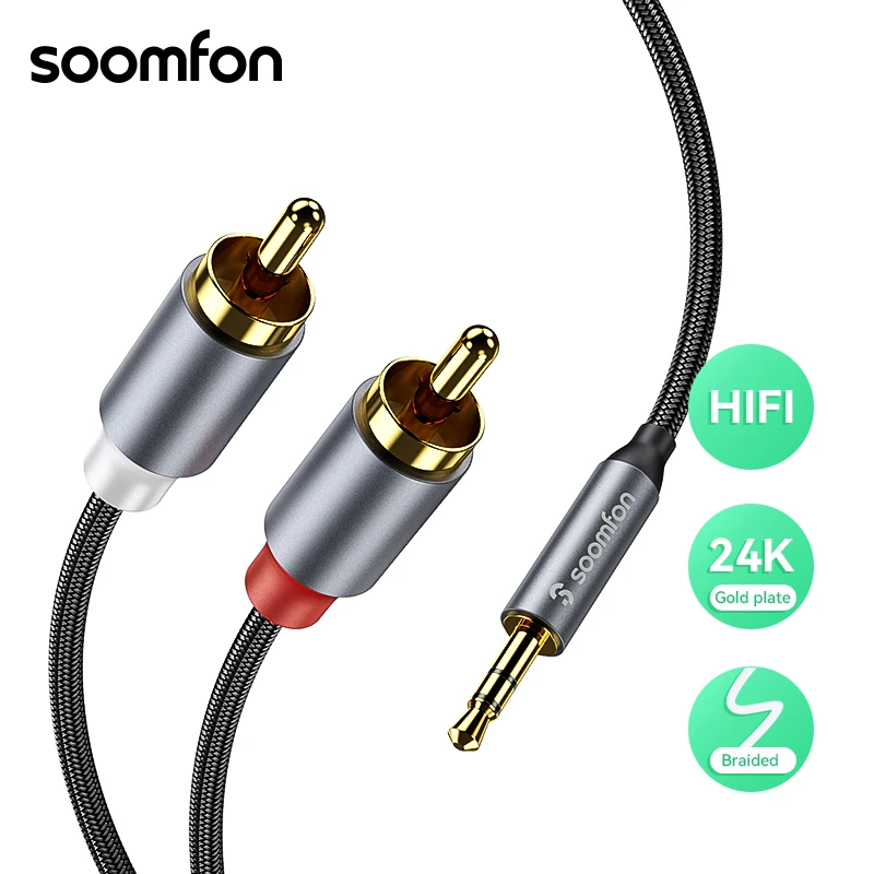 

2 шт., 2-метровый аудиокабель с RCA на 3,5 мм