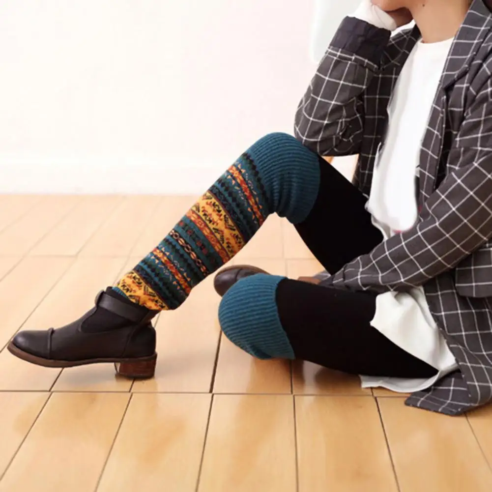 

Camouflage Warm Comfortable Socks Coldproof Leg Warmers Fashion Women Knee High Crochet Winter Bohemia Long Loose Boot Knit
