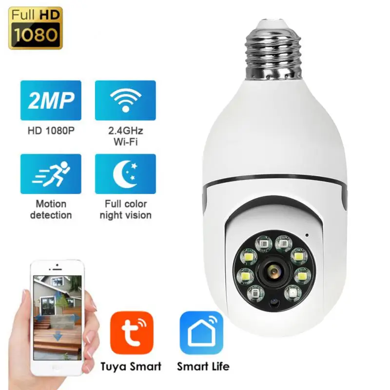 

Surveillance Camera Auto Tracking Ir Night Vision 2mp Tuya E27 Smart Home Outdoors Camera Support Two-way Audio Talk