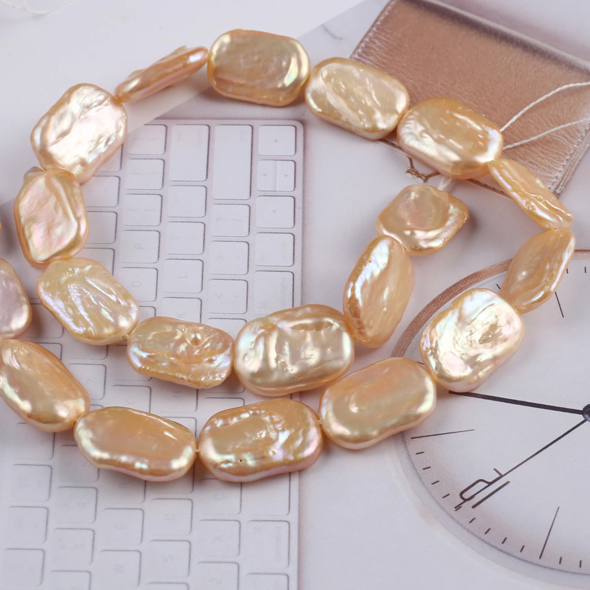 Natural Baroque Orange Pearl Bead Rectangle Loose Bead High Quality for Jewelry Making Diy Women Necklace Bracelet Accessories