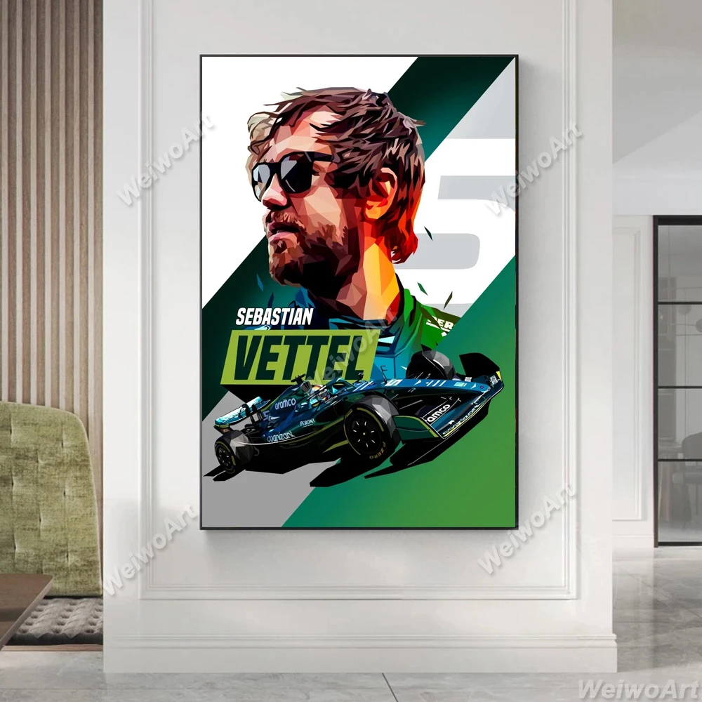F1 Racing Vettel плакаты Формула 1 автомобиль картина Настенный декор Мотоспорт холст