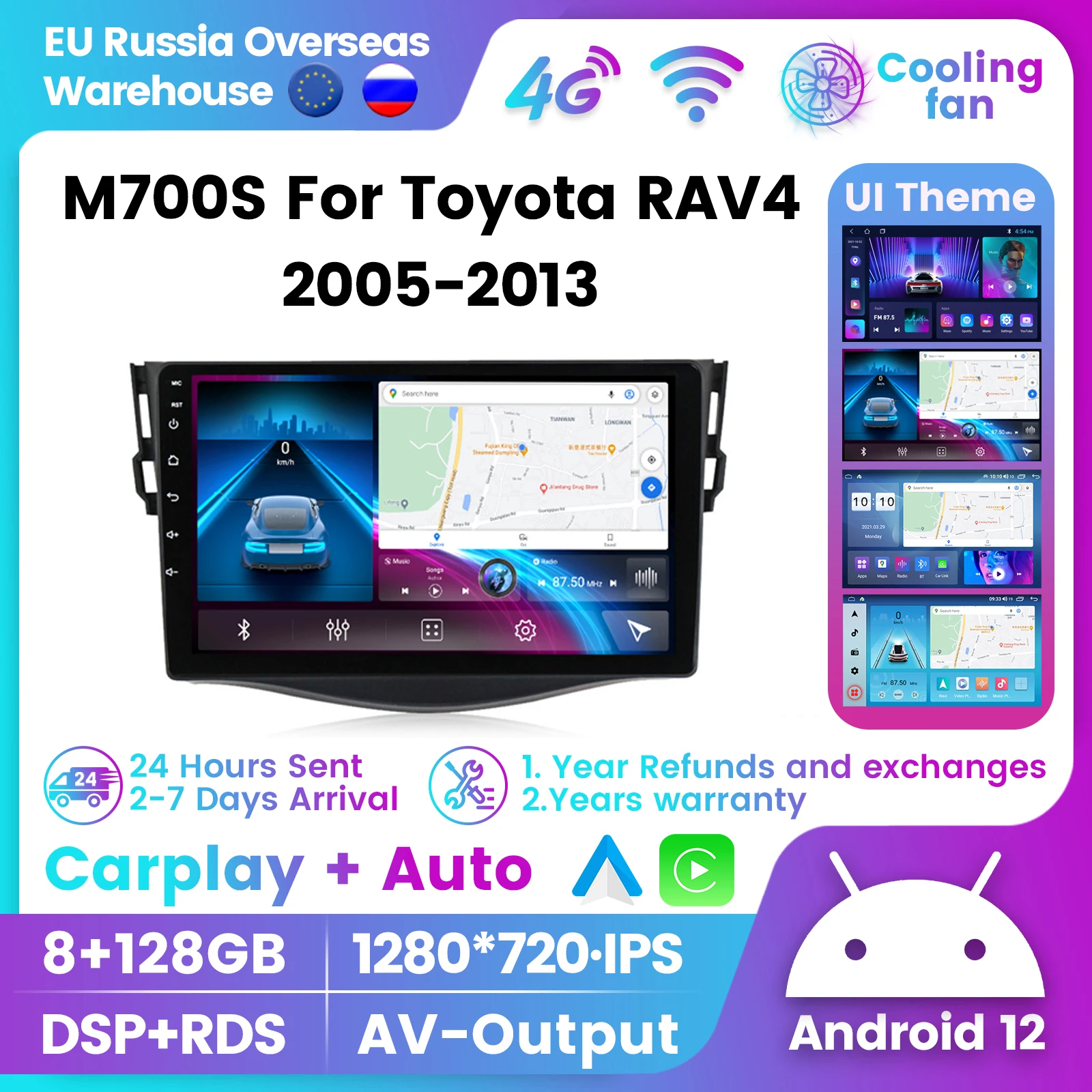 

8+128G Android 12 All in one For Carplay Auto Car Radio For Toyota RAV4 RAV 4 2005-2013 GPS 4G LTE Wifi RDS DSP Auto Stereo 2Din