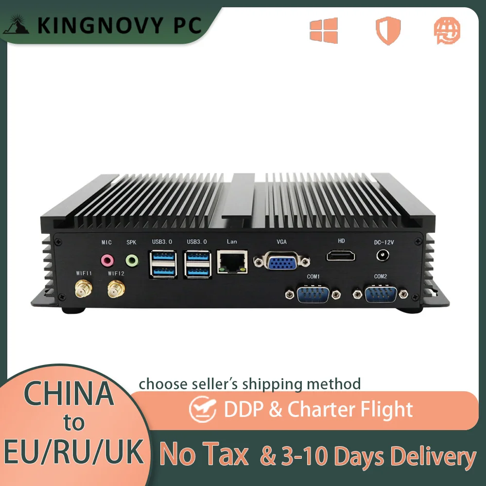 

Kingnovy Fanless Industrial Mini PC Intel i5 i3 Celeron 2*RS232 HDMI VGA LAN 7*USB HD Graphics Windows 10 Desktop Computer WiFi