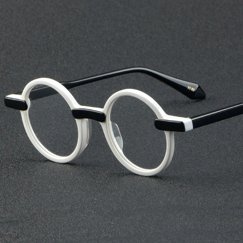 White Acetate Frame Glasses Male Vintage Round Optical Myopia Eyeglasses Frames Women Prescription Glasses Spectacles Eyewear