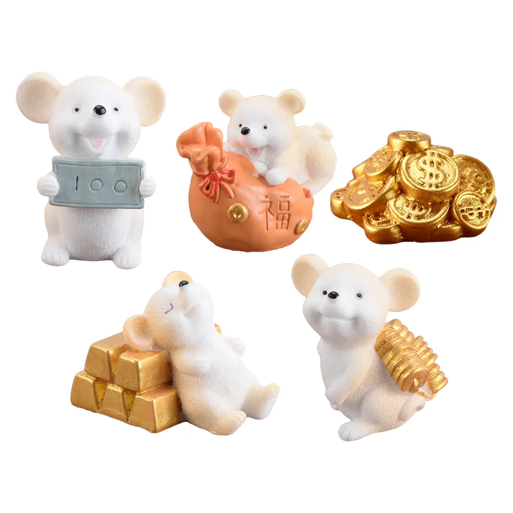 

5 Pcs Decoration Home Mice Resin Decor Trendy Decor Desktop Decor Para Cuartos Home Decor Small Animals