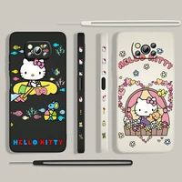 cute anime hello kitty for xiaomi poco x3 pro nfc f3 gt m3 m4 c3 x2 mi 11t 10t pro lite 5g liquid left rope phone case cover