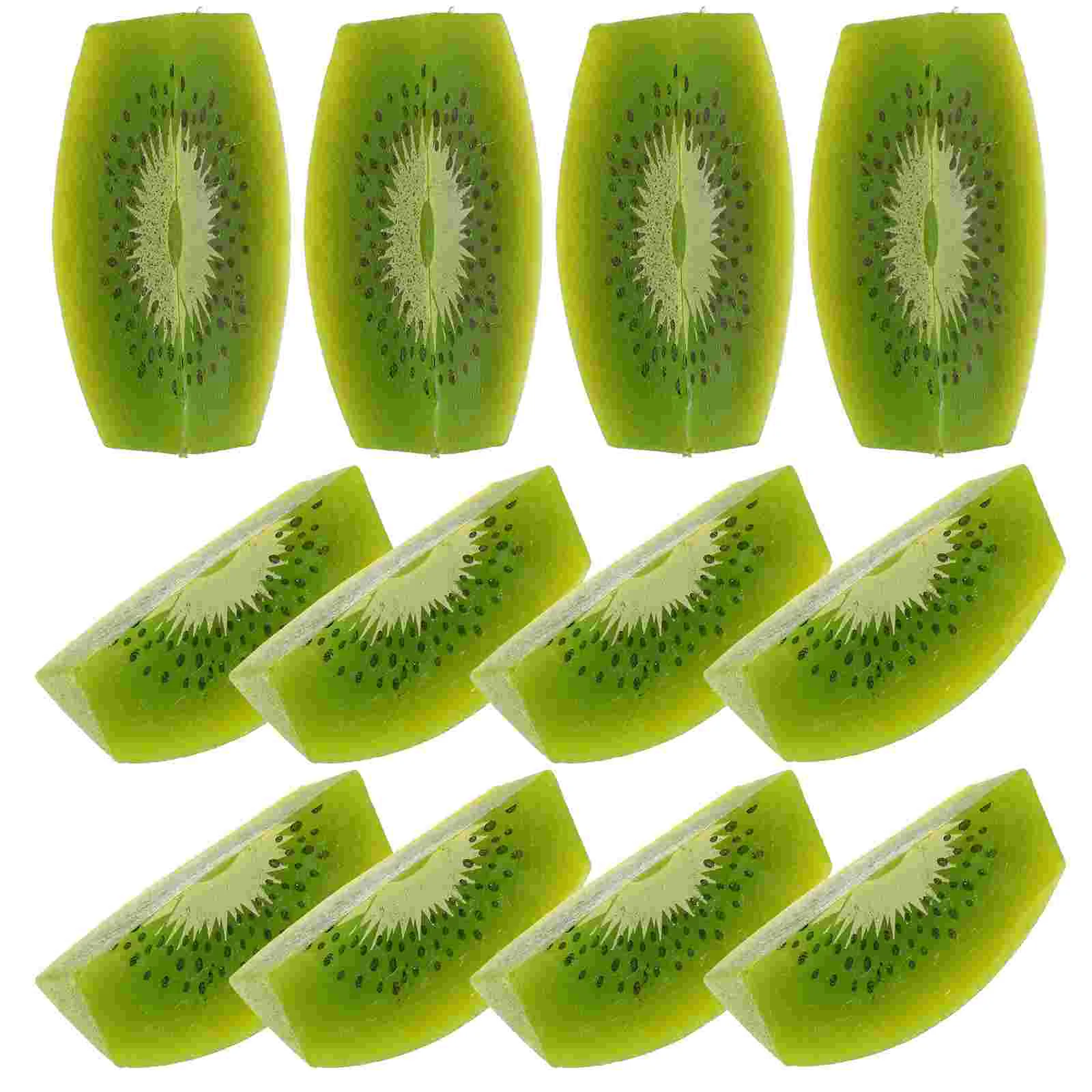 

12 Pcs Plastic Models Simulated Kiwi Simulation Slice Decor Fruit 4.7X2.5X2CM Ornament Fake Pvc Photo Prop Artificial