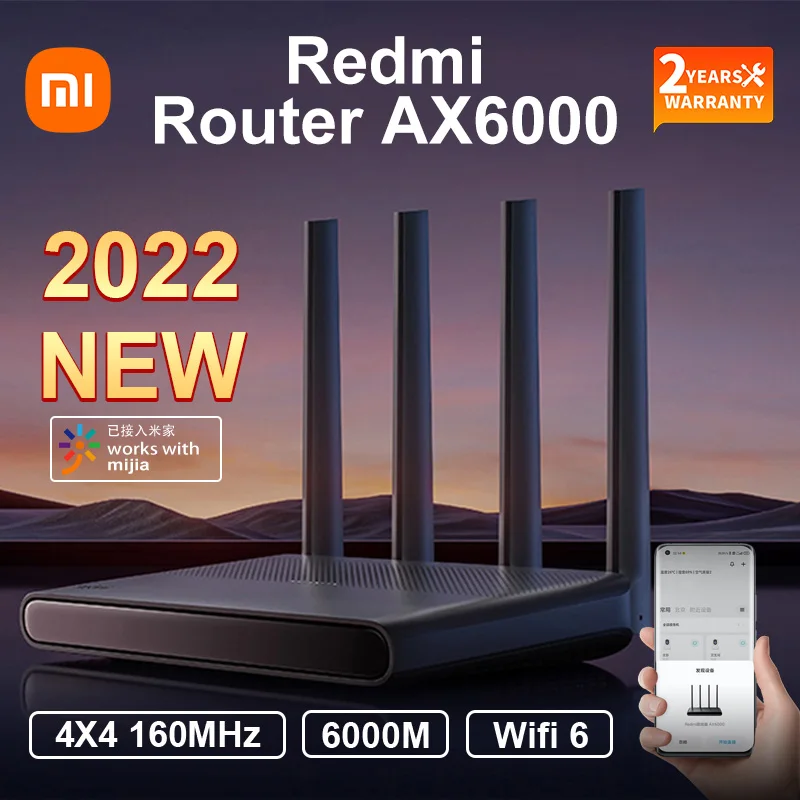 2022 новый оригинальный роутер Xiaomi Redmi AX6000 WiFi6 Mesh 2 5G 6000Mbs vpn-4x4 160MHzRepeater внешний