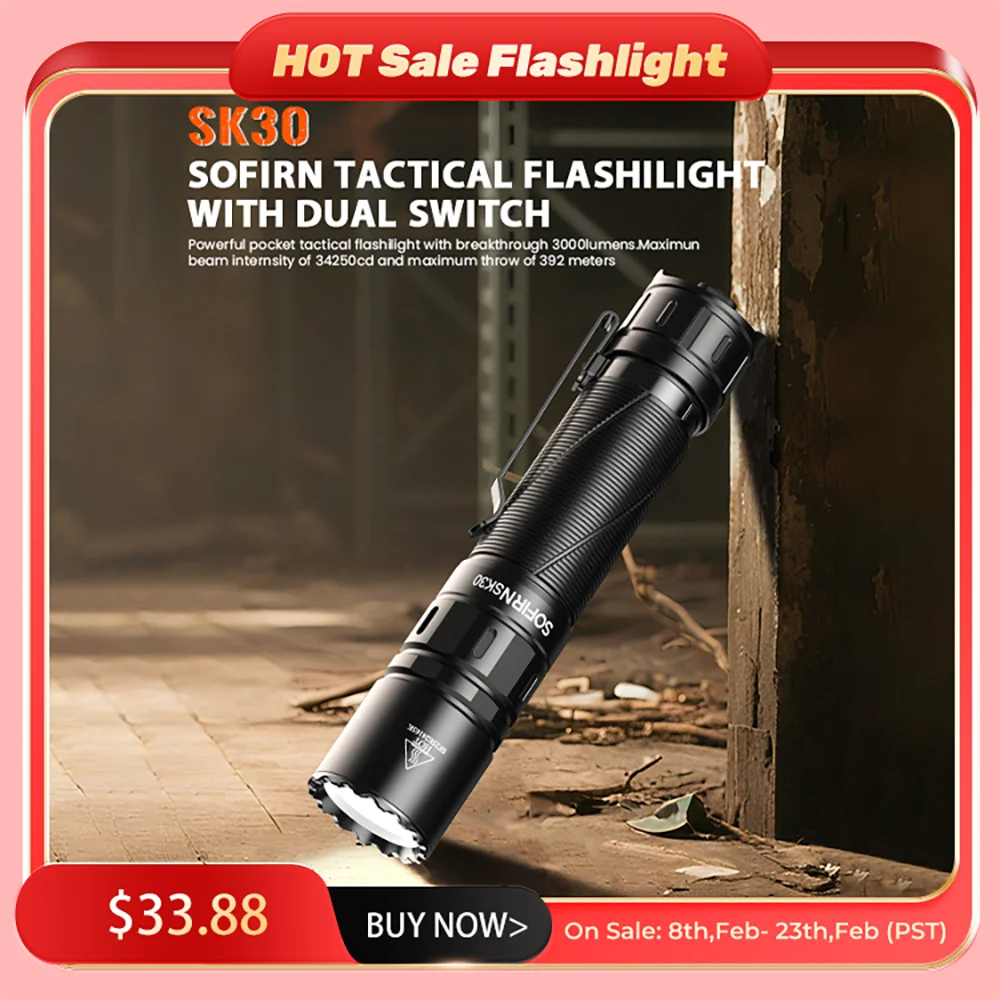 

Новый тактический фонарик SOFIRN SK30 2800LM SFT70, светодиодный светильник 6500K 21700, USB C, перезаряжаемый фонарь с двойным переключателем