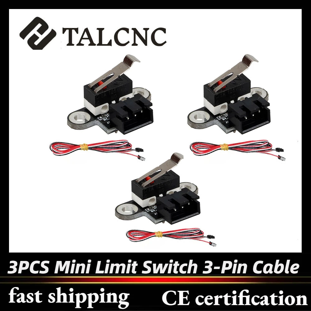 3PCS Мини Предел. Переключатель с вертикальным ограничителем на 3 контактах с кабелем для ЧПУ 3018-PRO / 3018-Max Металлический 3p порт на плате управления.
