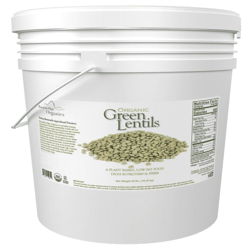 

High Organic Green Lentils, Emergency Storage Bucket, 40lb крышка для микроволноки