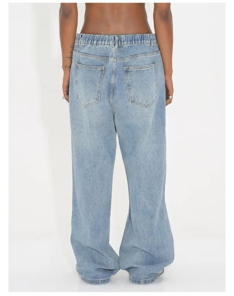 Корейские свободные мужские джинсы с прямыми штанинами универсальные