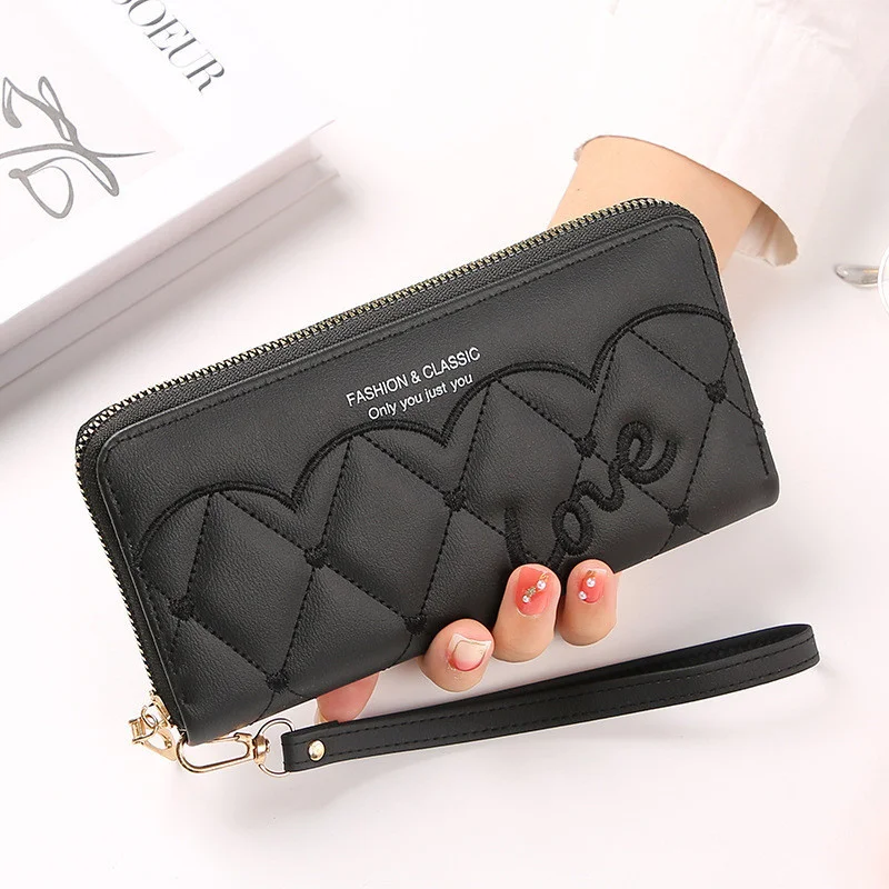 

Fashion Pu Leather Long Wallets for Women Large Capacity Female Clutch Bag Zipper Wristband Card Holder Coin Purses Money Clip