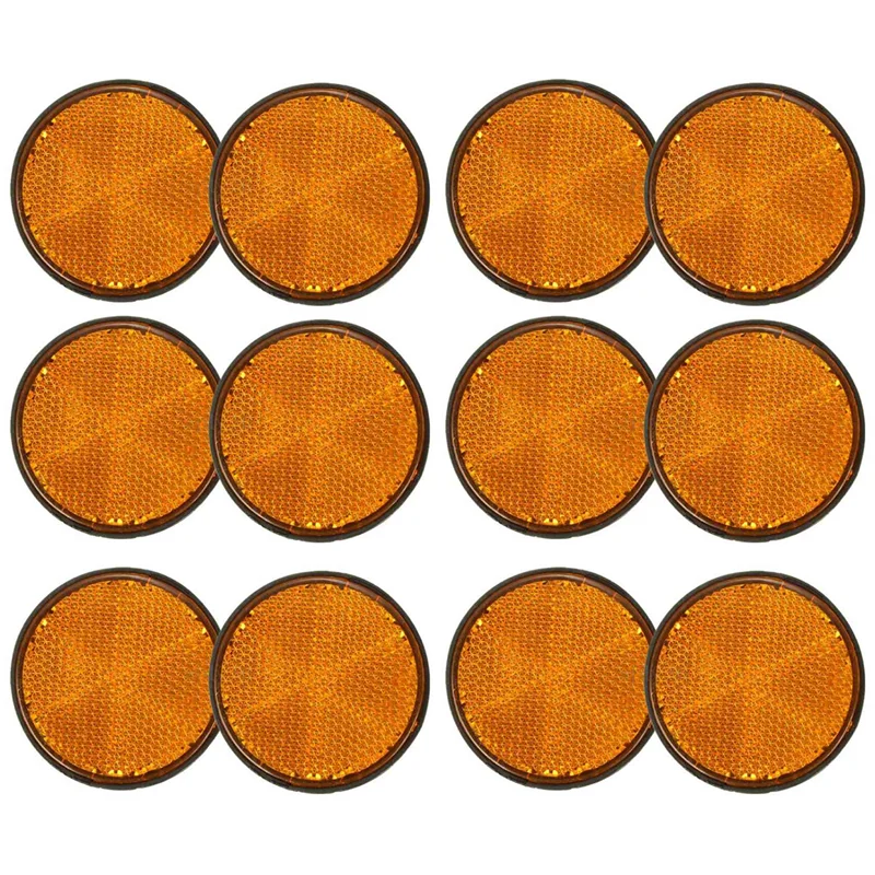 

12Pcs 2 inch Round Orange Reflector Universal for Motorcycle ATV Dirt Bike