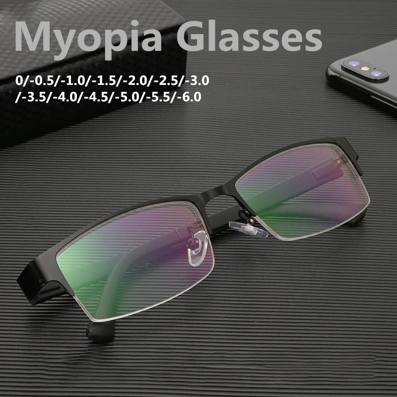 Купи Myopia Glasses Men Clear Glasses Metal Frame Glasses Radiation Protection Unisex Eyeglasses Retro Mens Glasses 0 To -6.0 за 170 рублей в магазине AliExpress