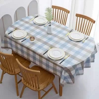 tablecloth oval 180cm gray plaid pvc waterproof ellipse table cover modern style for dining table cloth decor oilproof daily