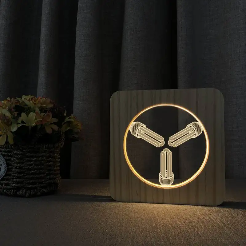 

Светодиодные энергосберегающие 3d-лампы, акриловые деревянные ночники с USB, настольное освещение, Резьбовая лампа для украшения детской ком...